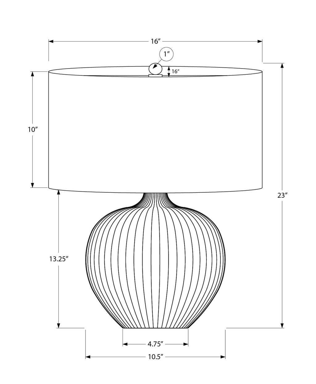 Lighting, 23'h, Table Lamp, Black Ceramic, Black Shade, Contemporary