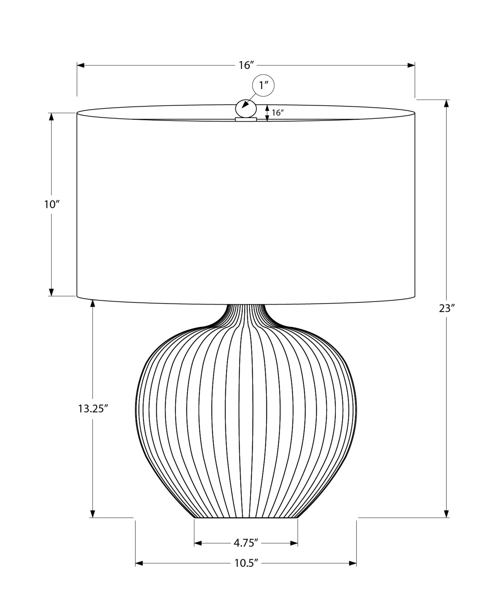 Lighting, 23'h, Table Lamp, Black Ceramic, Black Shade, Contemporary