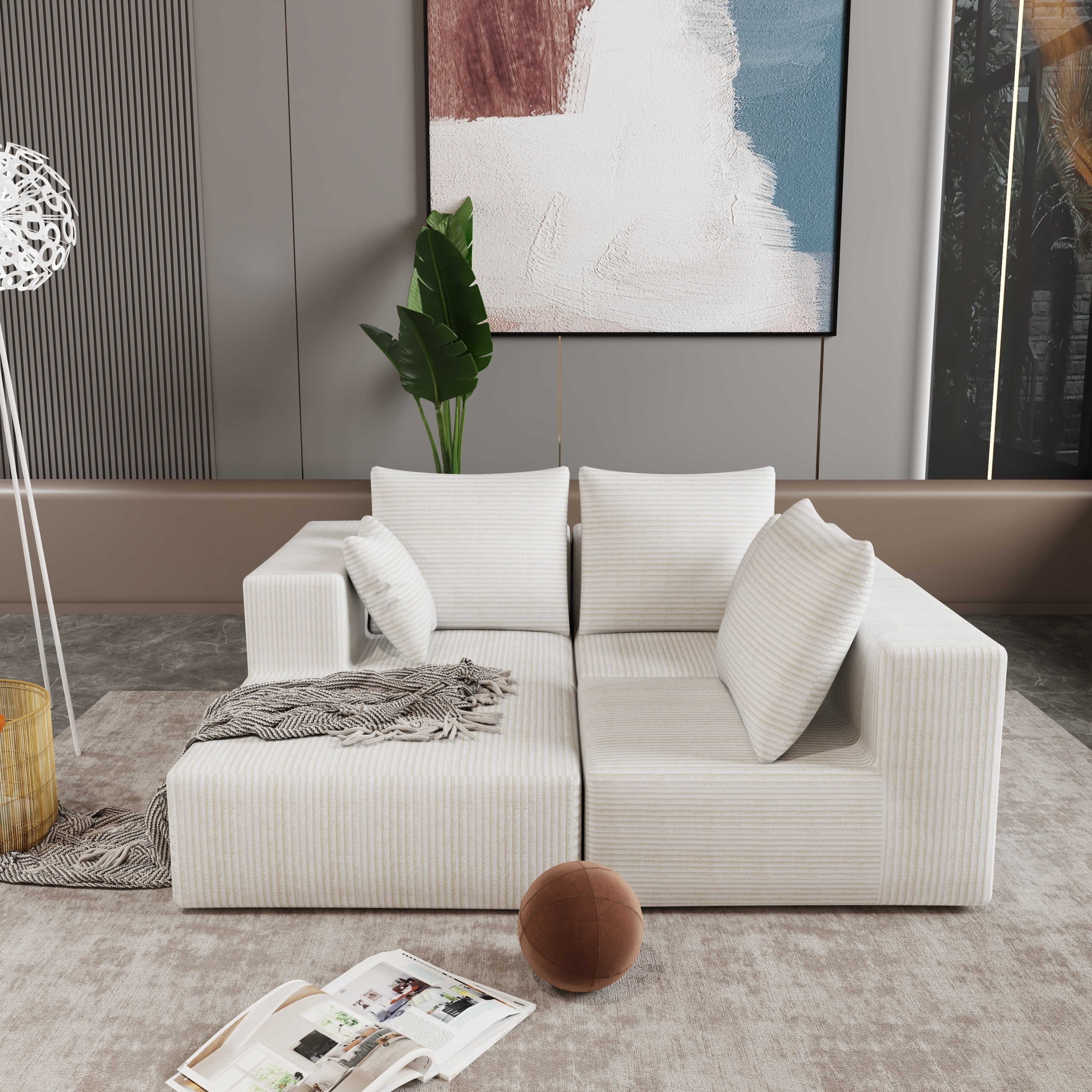 Corner combination sofa, sectional sofa ,couch sofa,sofa bed, made of high-density sponge and soft plush fabric, with multiple combinations available(beige)