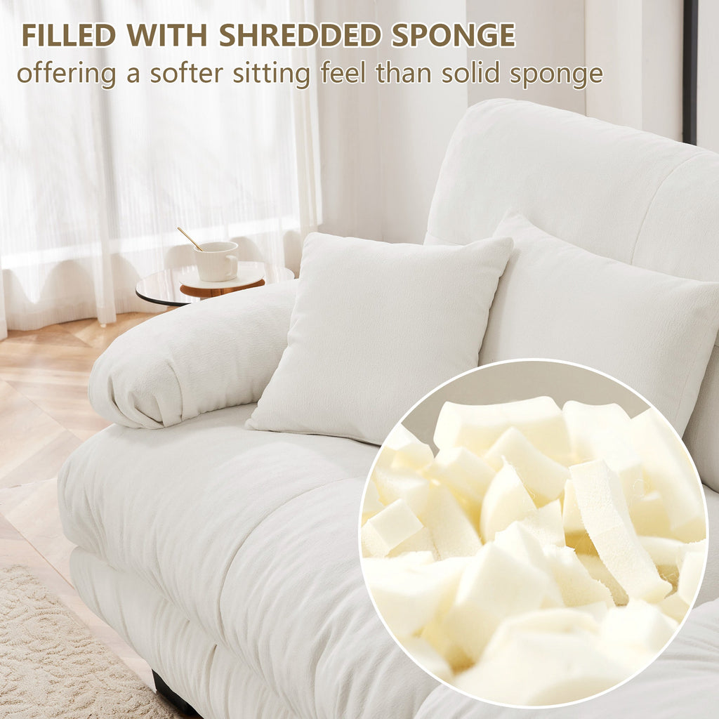 Free Combination Modular Sectional Sofa,U Shaped Couch for Living Room, 4-Seater Comfy Cloud Couch with 2 Ottomans, Chenille White