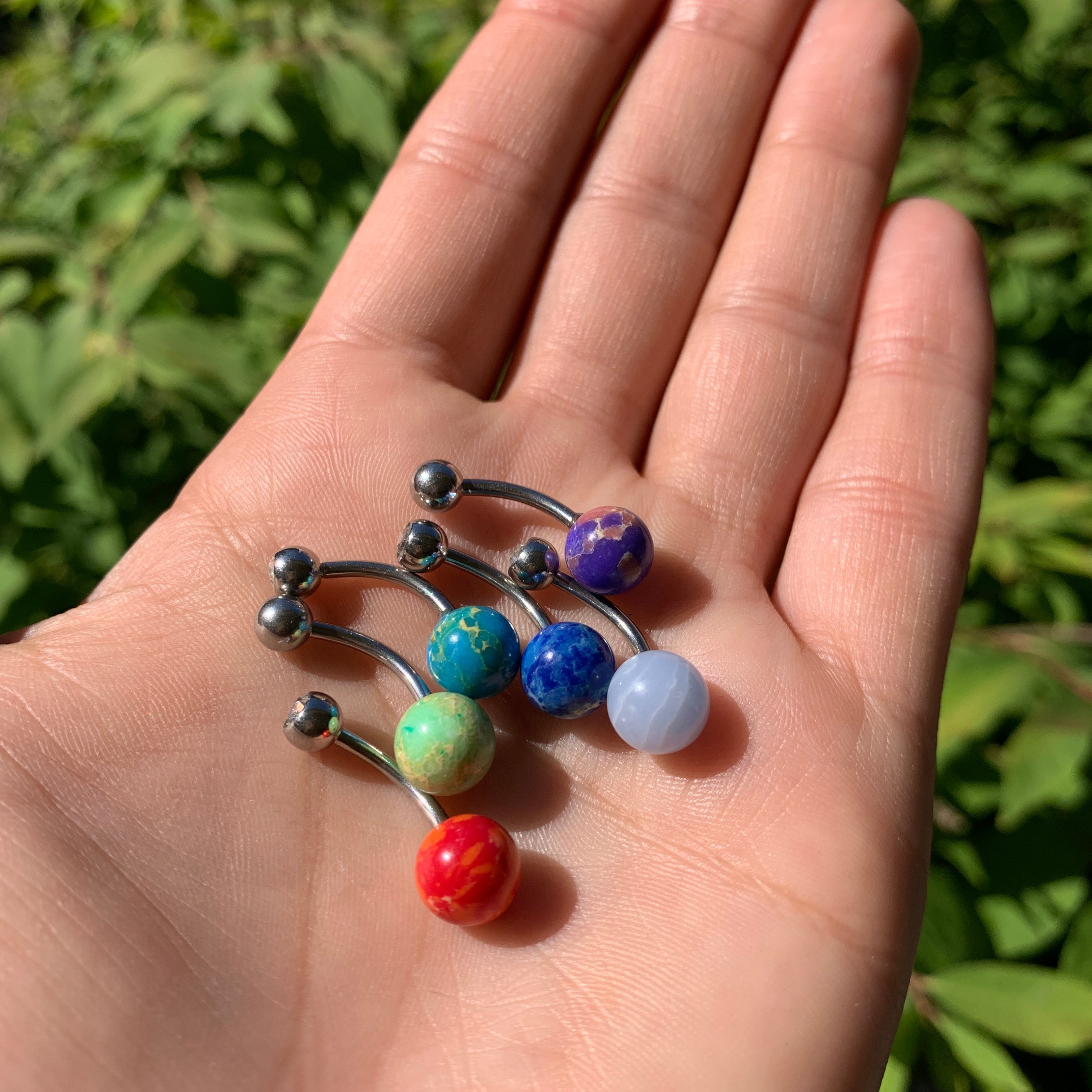 Clear Gem Perfect Cloudy Sky Light Blue Stone Belly Ring