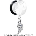 Clear Gem Angel Wing and White Star Single Flare Dangle Plug Sizes 5mm to 14mm