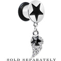 0G Clear Gem Angel Wing and Black Star Single Flare Dangle Plug