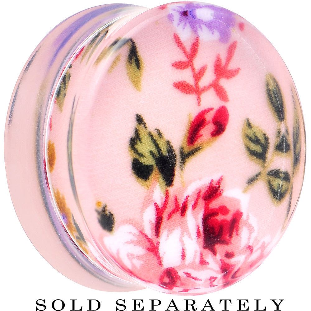 26mm Acrylic Pink Grandma's Wallpaper Flowered Saddle Plug