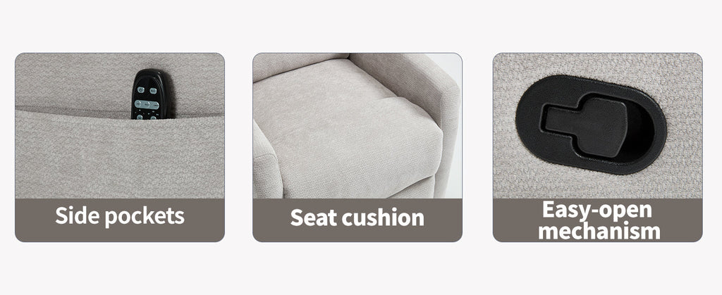 Heat Massage Manual Recliner Chair with Rocker and Swivel in Fabric for Living Room,Grey