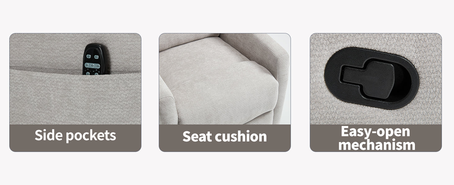 Heat Massage Manual Recliner Chair with Rocker and Swivel in Fabric for Living Room,Grey