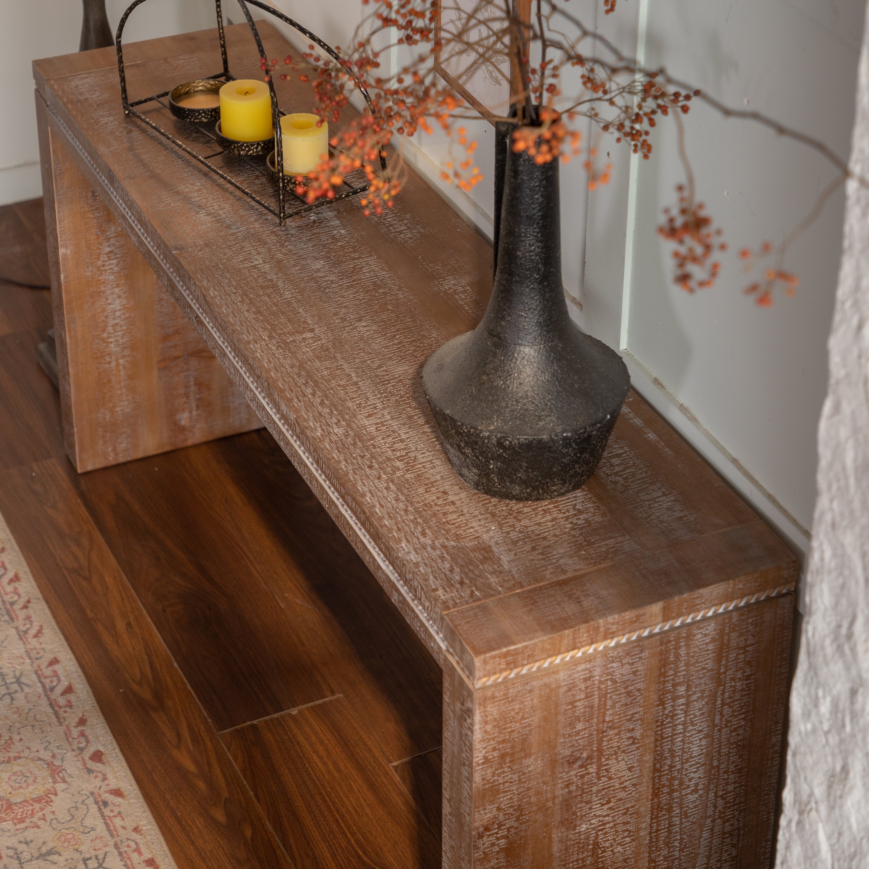 Solid wood,Console Table with Solid Wood for Living Room, Long Sofa Table Behind Couch, Retro Narrow Entryway Table for Hallway Foyer