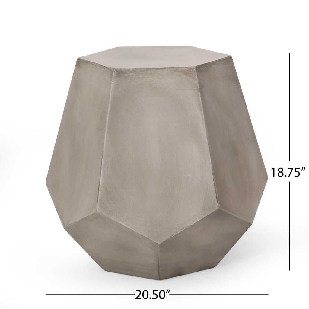 Outdoor CALGARY Side Table Light Grey Magnesium Oxide Contemporary Design 20.50 x 18.50 x 18.75 inches