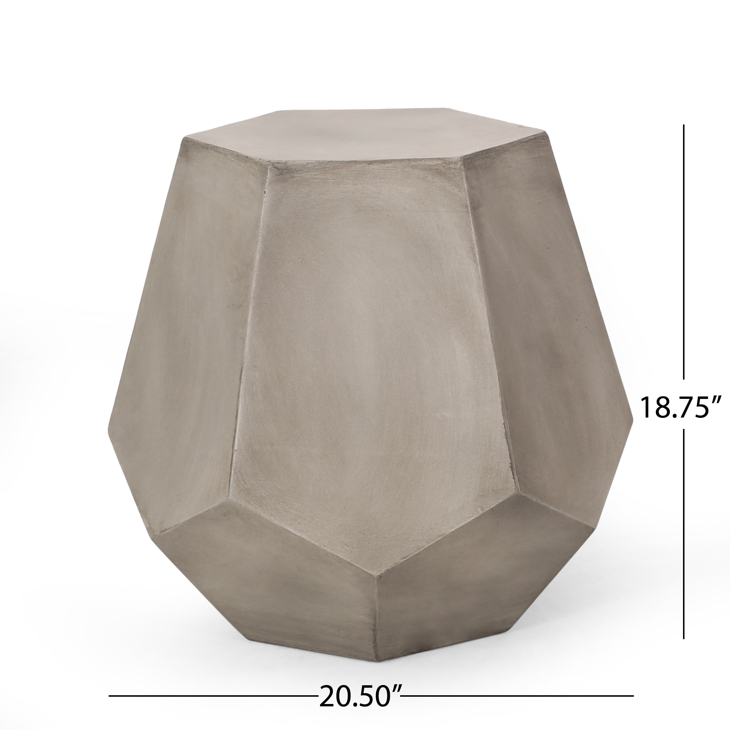 Outdoor CALGARY Side Table Light Grey Magnesium Oxide Contemporary Design 20.50 x 18.50 x 18.75 inches