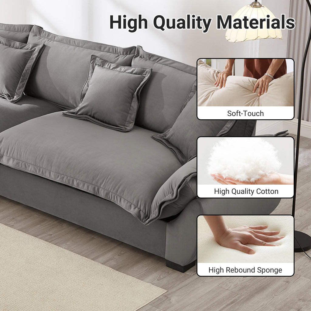 Modular Sectional Sofa, Sailing Design Sofa with Storage, Removable Backrest, Modern Deep Seat Sofa with Throw Pillows for Living Room Bedroom Apartment,Gray
