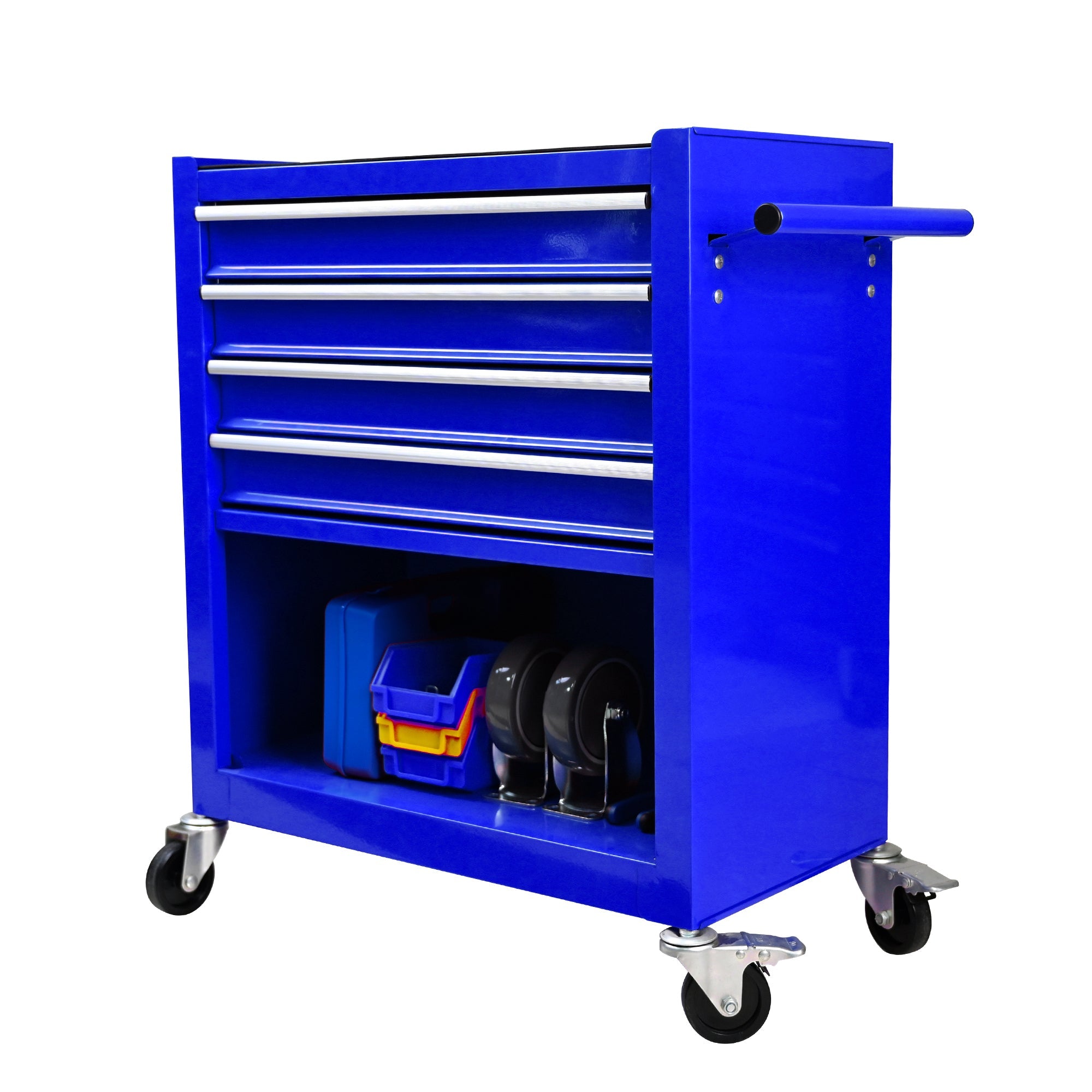 4 Drawers Multifunctional Tool Cart With Wheels-Blue