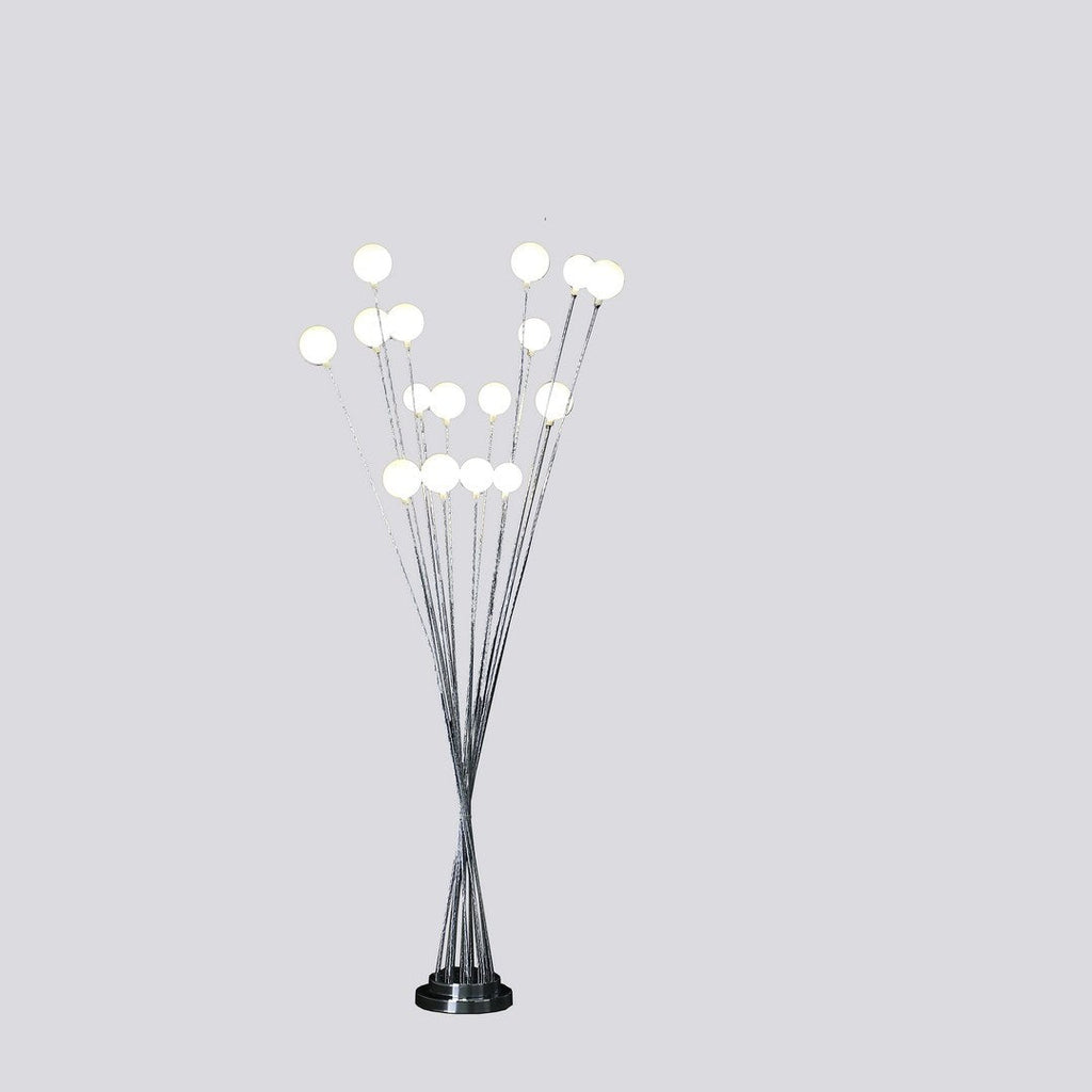 61.5' In 16-Light Acrylic Globe Aluminun Led Chrysanthe Silver Chrome Metal Floor Lamp