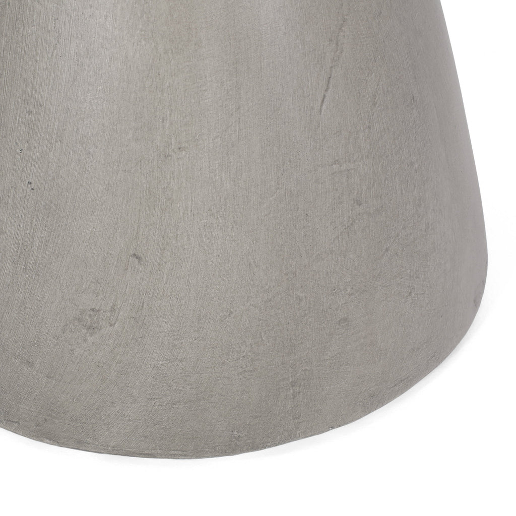 Modern Outdoor Lightweight Concrete Side Table with Hourglass Design in Natural Magnesium Oxide, 18x18x20.25 inches
