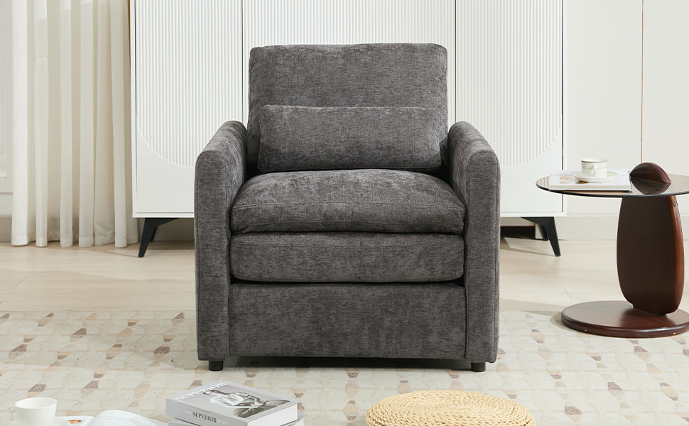 31.9' Cozy Upholstered Armchair Oversized Comfy Cloud Sofa Double Cushion Single Sofa Plush Cushion Armchair for Living Room, Grey