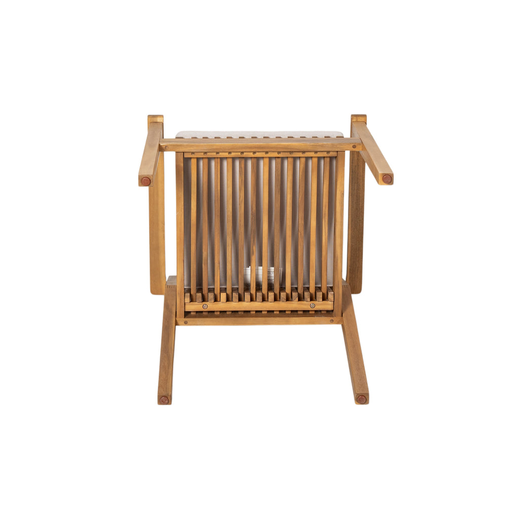 Durable 5 - Piece Patio Furniture Set Acacia Wood Table and 4 Heavy-Duty Cushioned Chairs, Natural