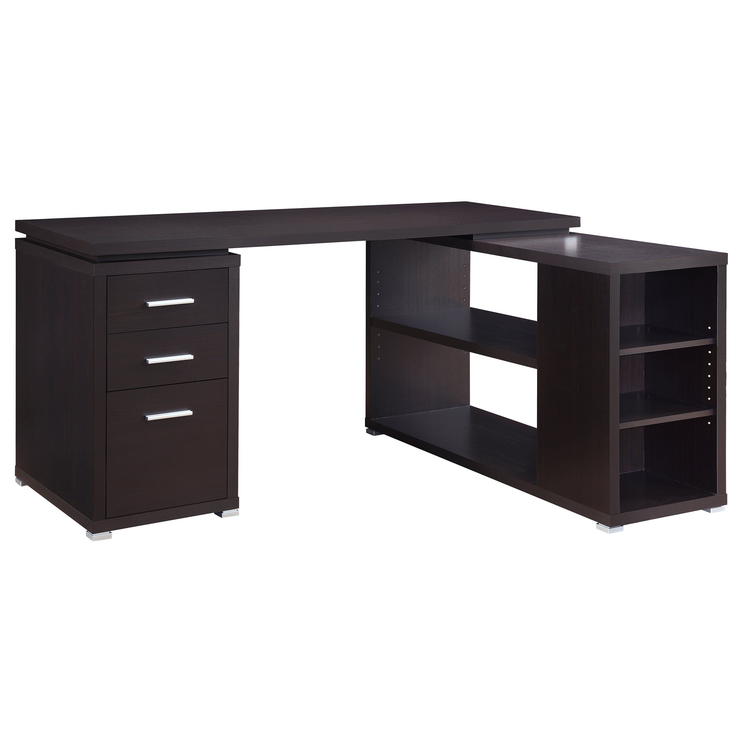 Tona Cappuccino 3-Drawer L-shape Computer Desk