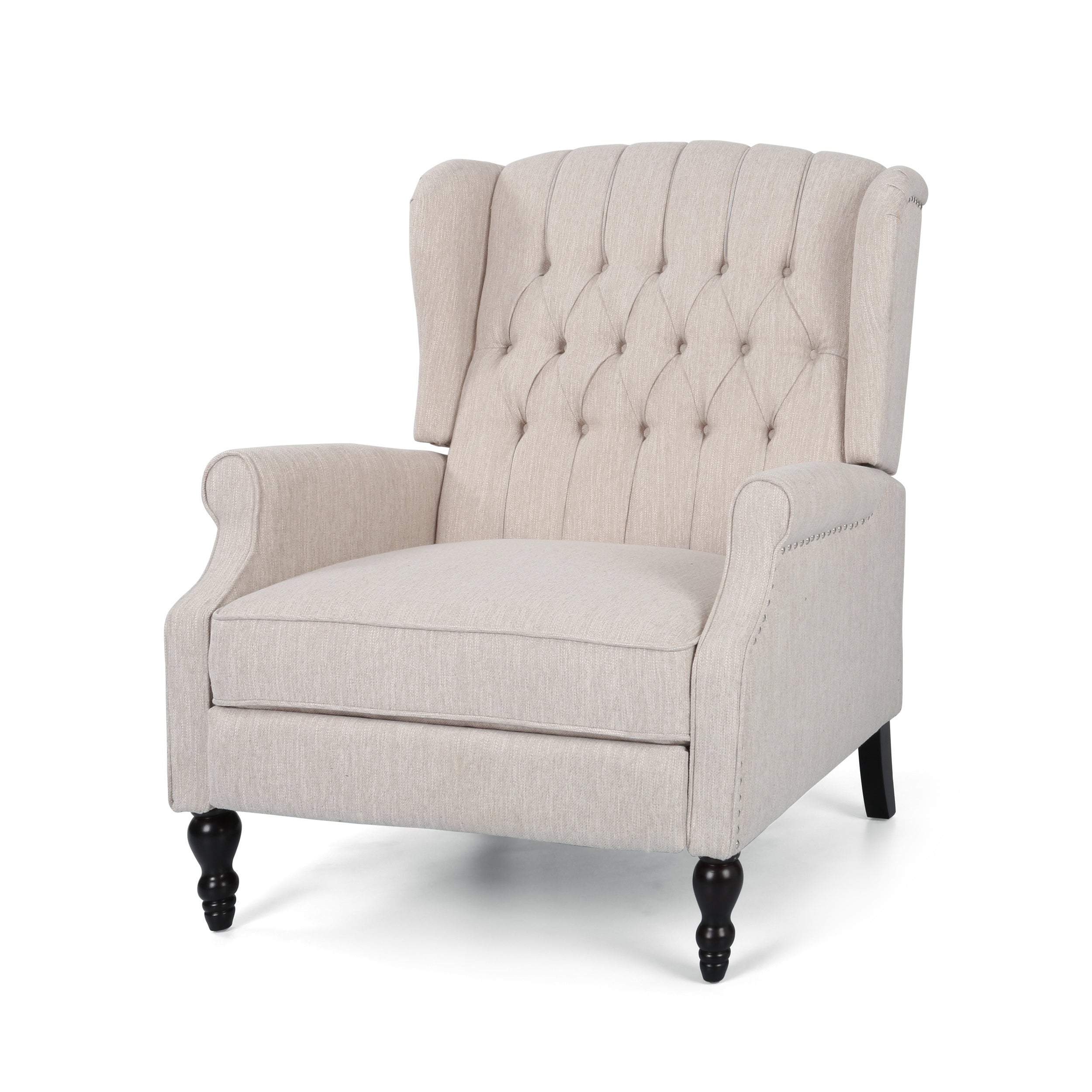 Push Back Recliner Chair Fabric Lounge Armchair Pushback Recliner with Rivet Decoration Wingback Single Sofa Chair with Padded Seat for Living Room, Bedroom 33.25D x 37.75W x 42.5H in