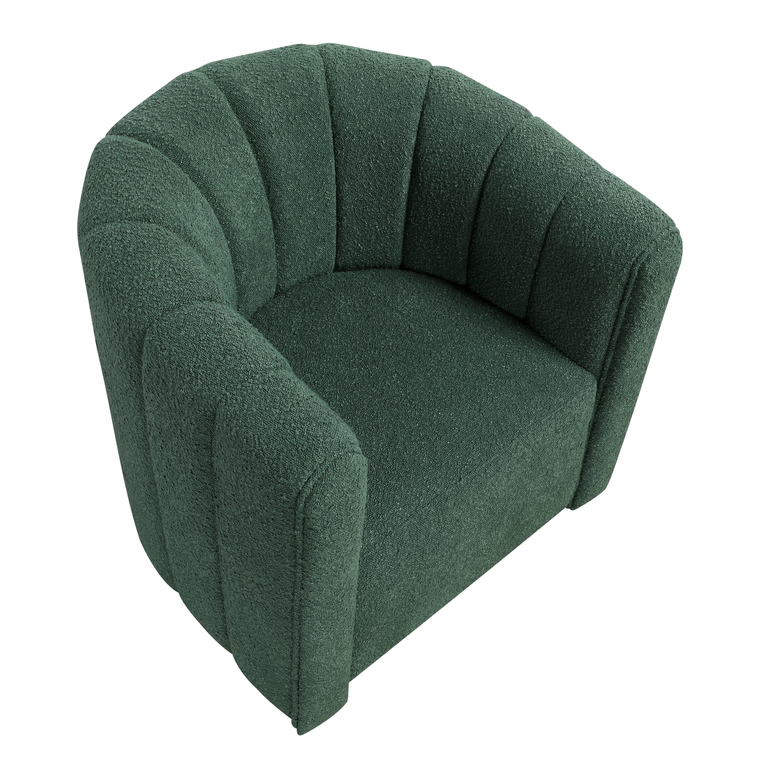 Modern Contemporary Swivel Chair with Ottoman Green Boucle Fabric Upholstery Solid Wood Living Room Furniture