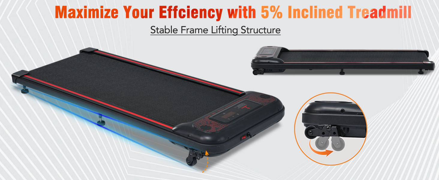 NEW Walking Pad Under Desk Treadmill for Home Office -2.5HP Walking Treadmill With Incline 0.5-4MPH 265LBS Capacity Treadmill for Walking Running - Wristband Remote