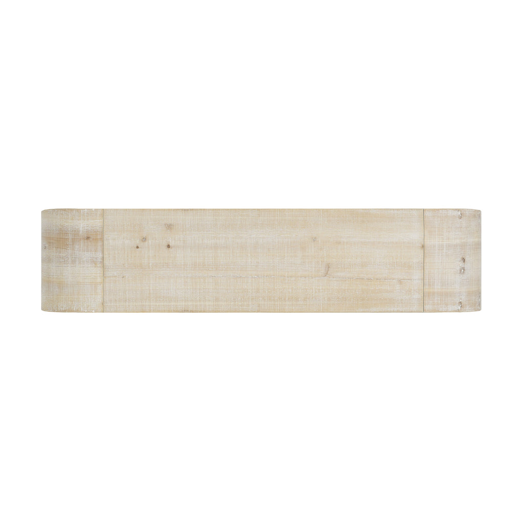 Mirod 52' Wood Console Table with Curved Edge, Natural Texture, Perfect for Entryways and Living Rooms