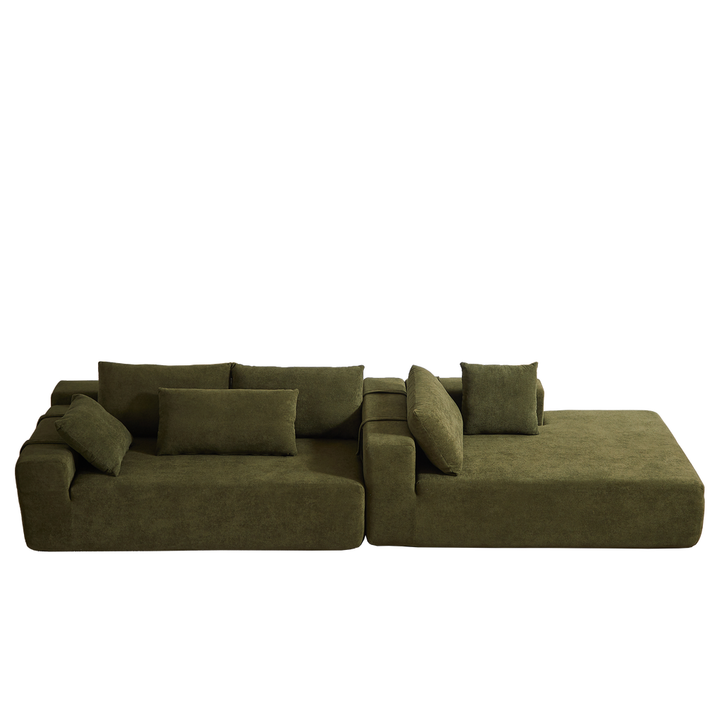 Modern Chenille Upholstered Sectional Sofa Couch Set,Modular 108' L Shaped Sectional Living Room Sofa Set With 6 Pillows,Free Combination Sofa Couch for Living Room,Bedroom(Right Chaise)