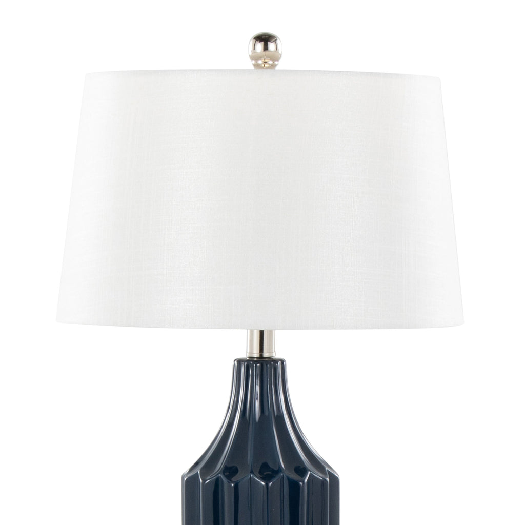 Stella 23' Contemporary Ceramic Table Lamp in Gloss Dark Blue Ceramic with White Shade by LumiSource
