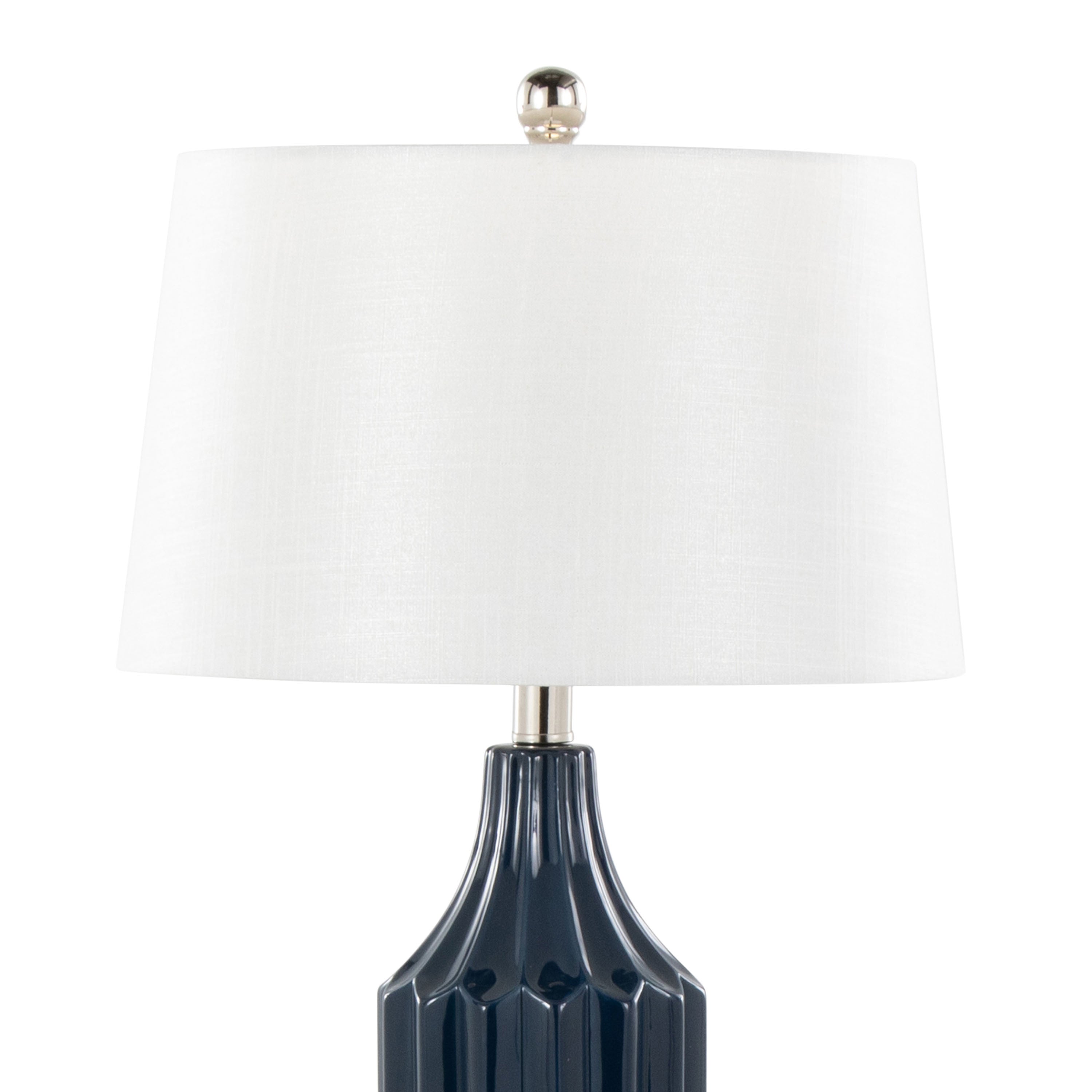 Stella 23' Contemporary Ceramic Table Lamp in Gloss Dark Blue Ceramic with White Shade by LumiSource