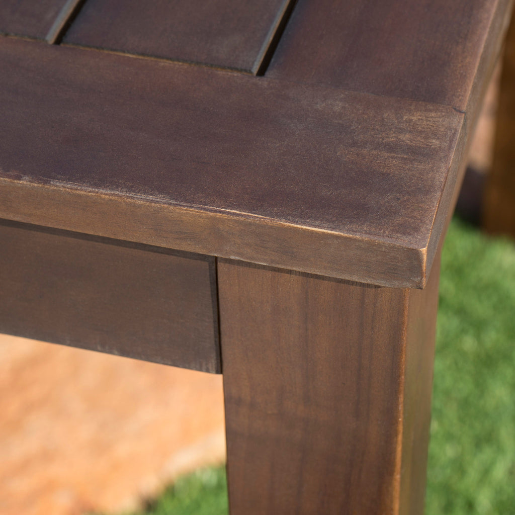 69 Acacia Wood Outdoor Dining Table with Slatted Top, Dark Brown