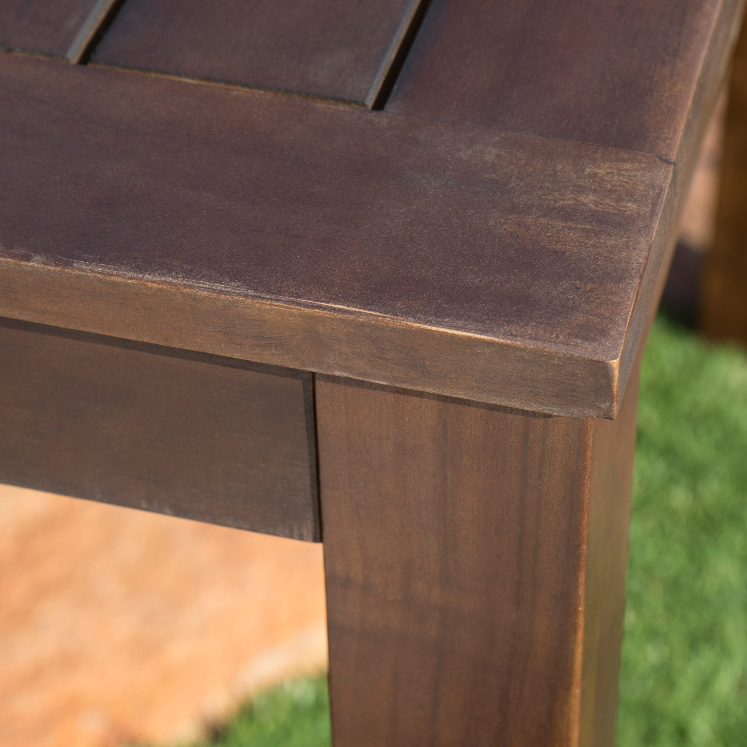 69 Acacia Wood Outdoor Dining Table with Slatted Top, Dark Brown