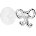 16G 5/16 925 Sterling Silver Clear Bow Push In Tragus Earring