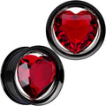 25mm Red Heart Black Anodized Titanium Internally Threaded Plug Set