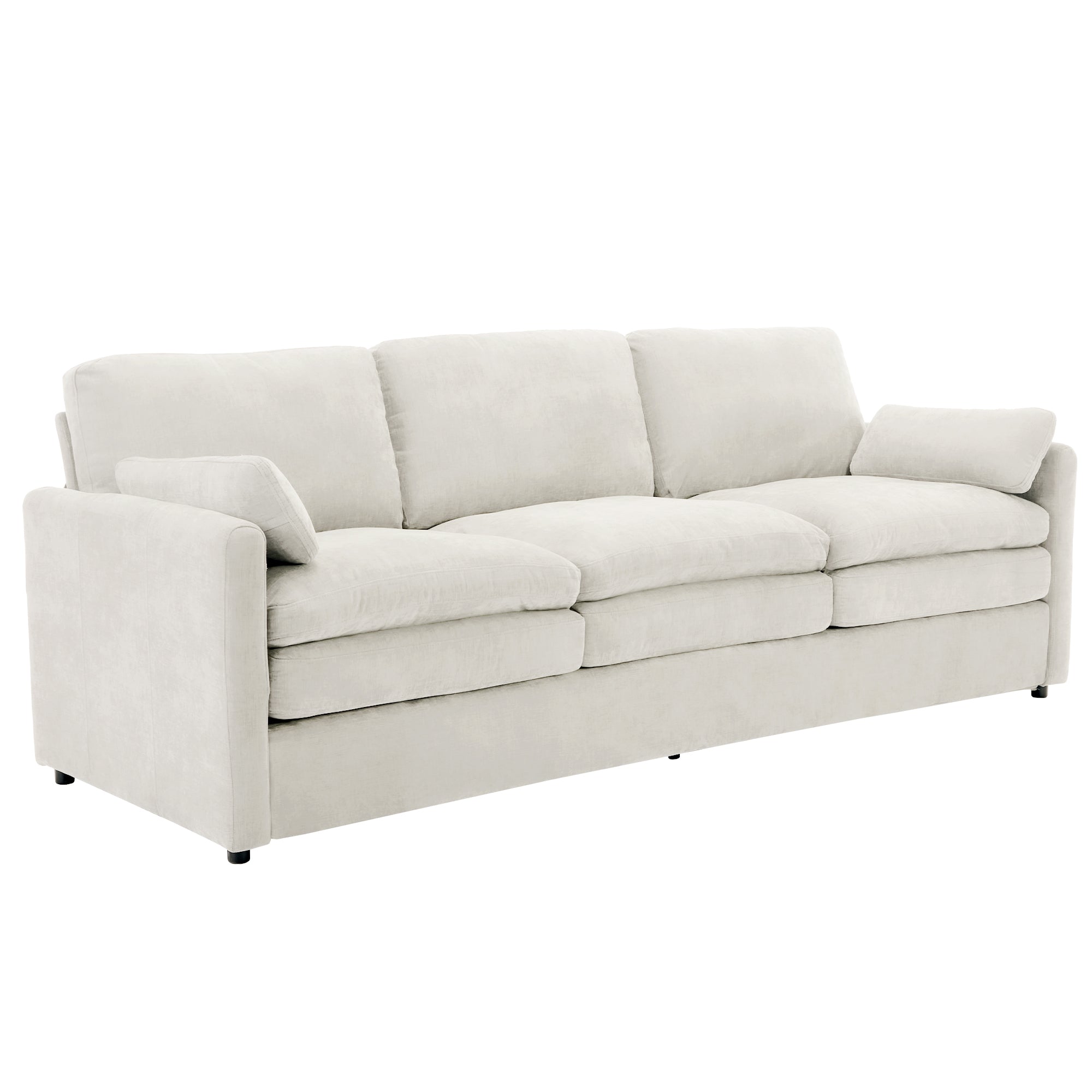 89'  Cozy Upholstered 3-seater Sofa Oversized Comfy Cloud Sofa Double Cushion 3-seater Sofa Plush Cushion Sofa Couch for Living Room, Beige