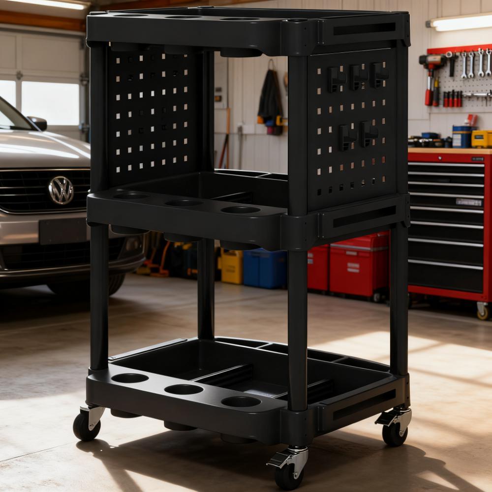 Rolling Tool Cart, Capacity Plastic Utility Cart,with Side Shelves,for Garage, Workshop