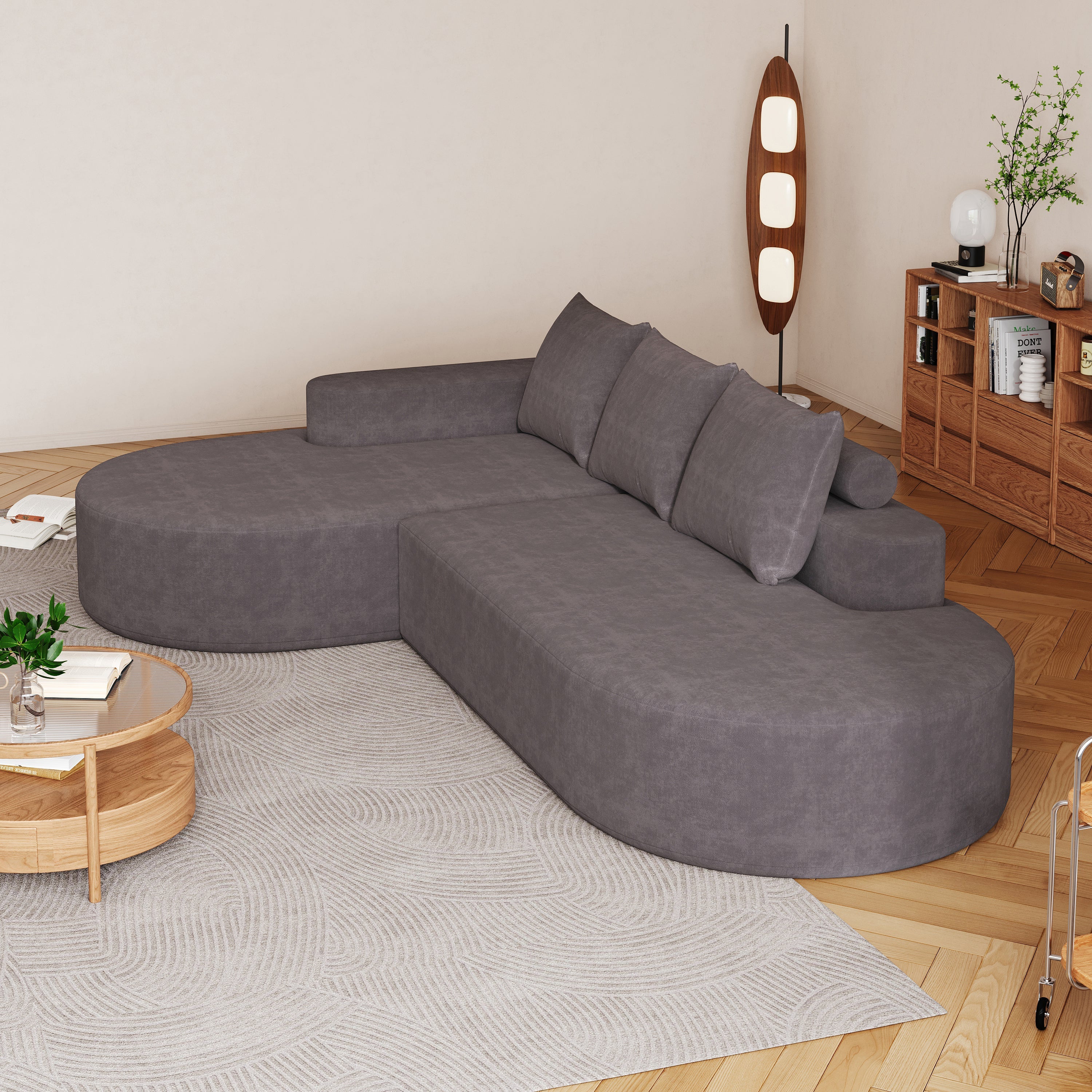 Modern Curved sofa ,Chenille Upholstered Sectional Sofa Couch Set,Modular 108.5' L Shaped Sectional Living Room Sofa Set With 3 Pillows,Free Combination Sofa Couch for Living Room,Bedroom