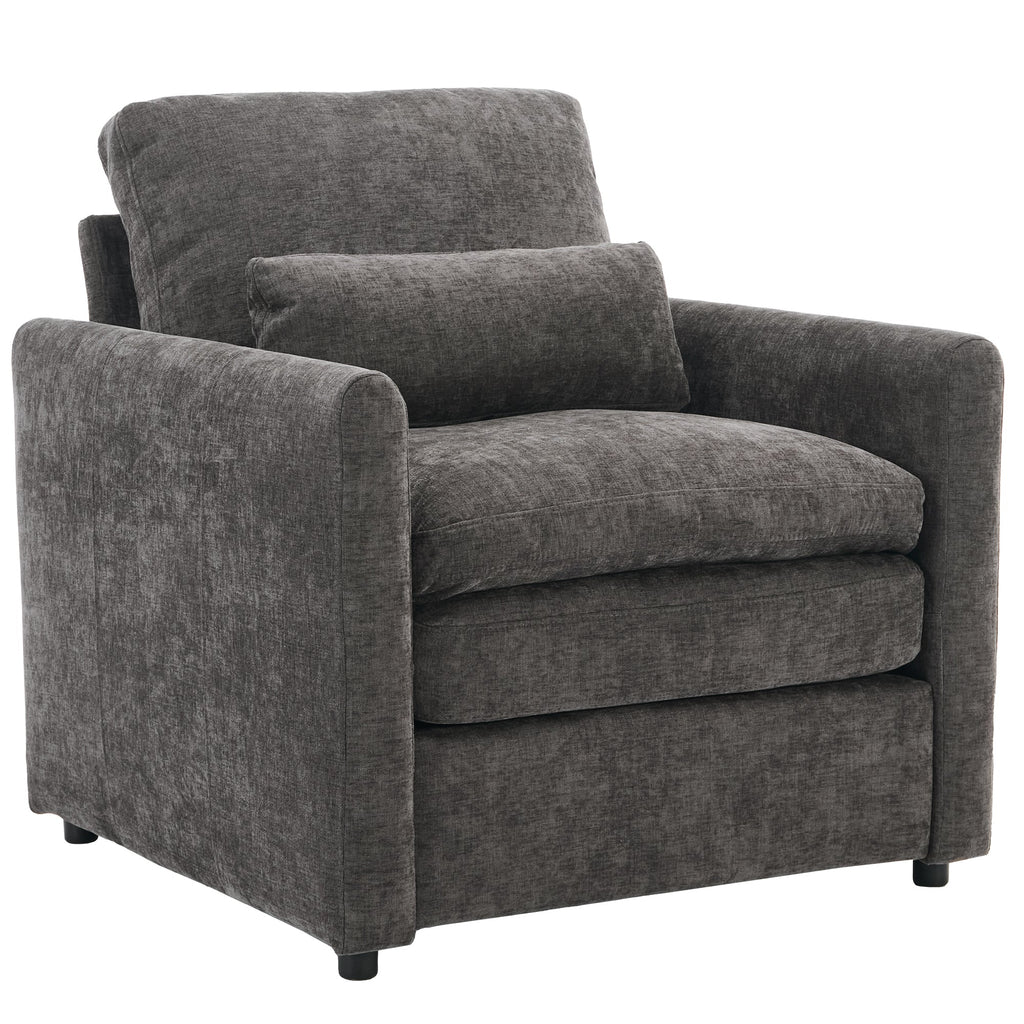 31.9' Cozy Upholstered Armchair Oversized Comfy Cloud Sofa Double Cushion Single Sofa Plush Cushion Armchair for Living Room, Grey