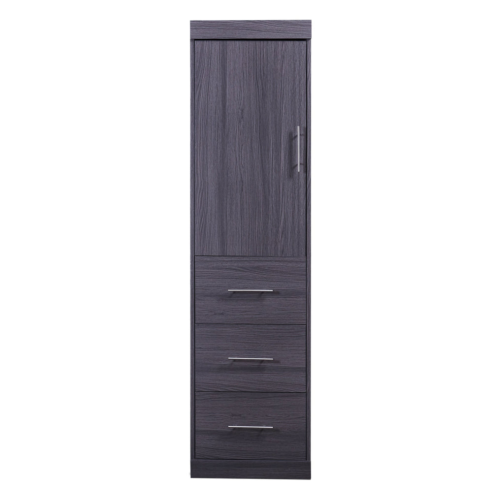 Twin Size Murphy Bed with Wardrobe and Drawers, Storage Bed, can be Folded into a Cabinet, Gray
