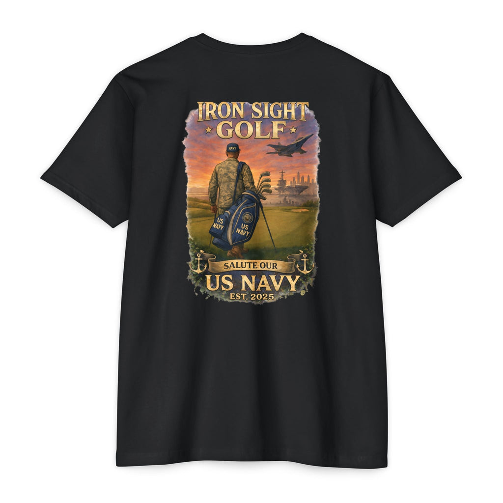 US Navy Golf T-Shirt — "Salute to Service" Iron Sight Design