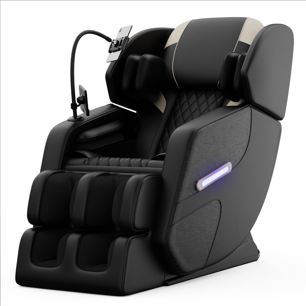 2025 Massage Chair Recliner with Zero Gravity, Full Body Air Pressure, Black, PU Leather