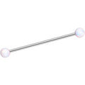 316L Stainless Steel White Faux Opal Ended Industrial Barbell 35mm