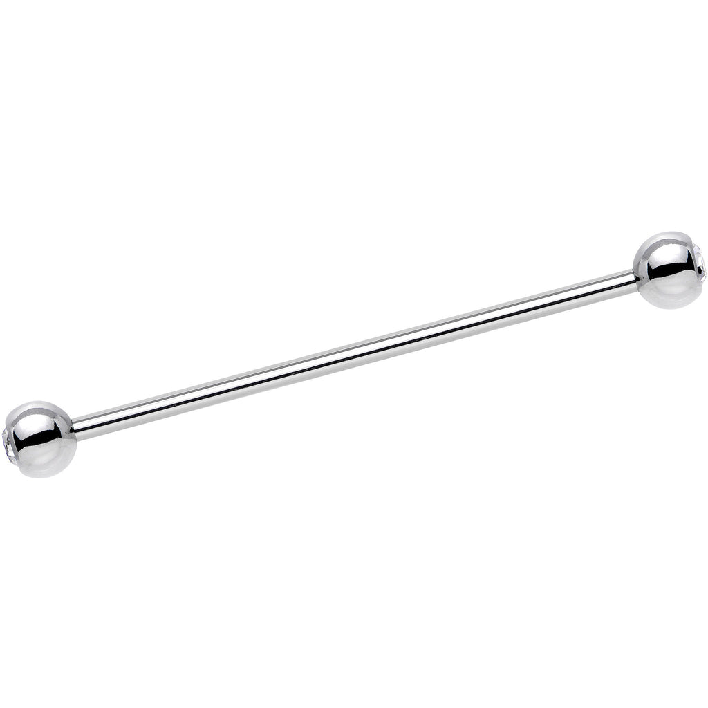 Double Gem Stainless Steel Industrial Barbell 38mm