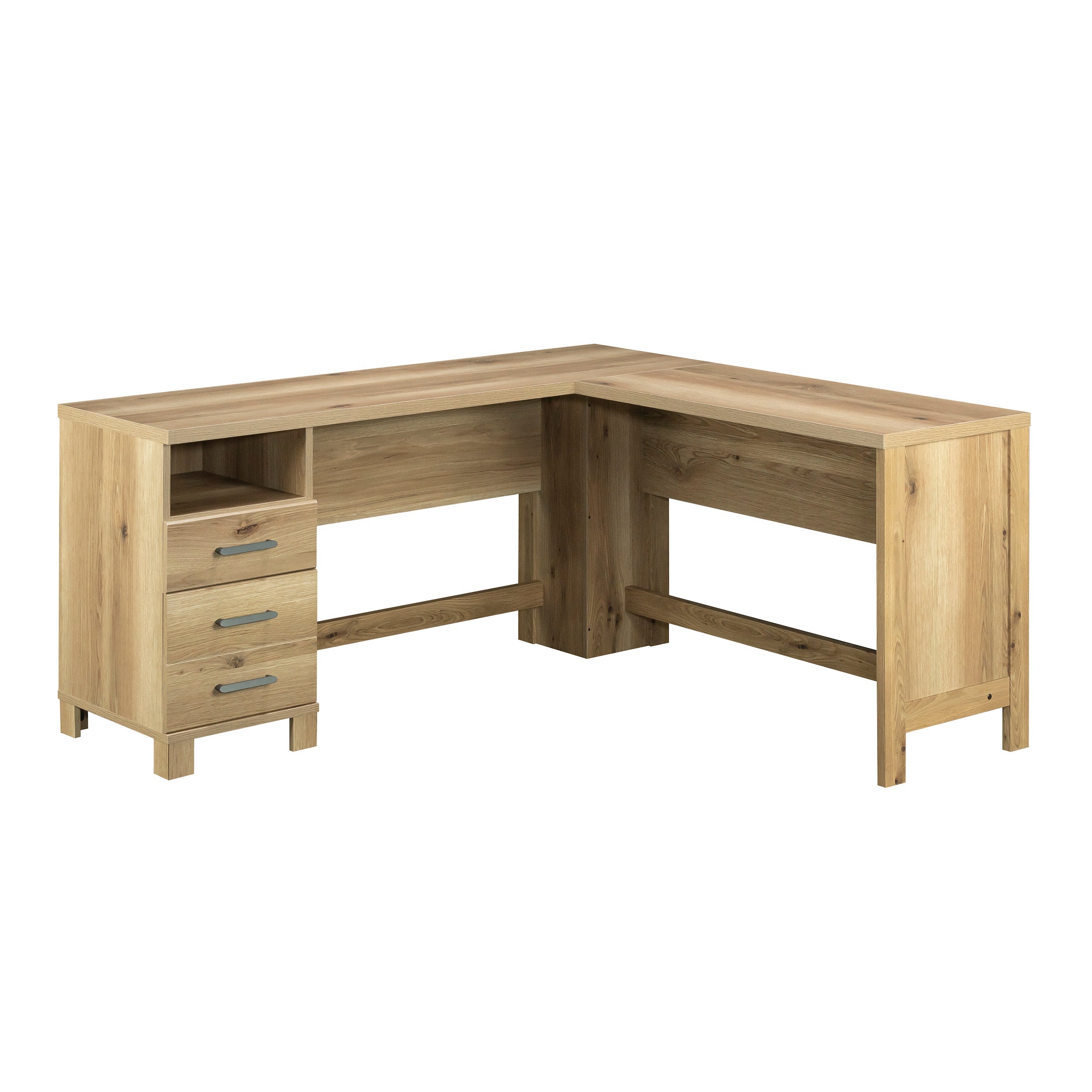 L-Shaped Desk, Brown finish
