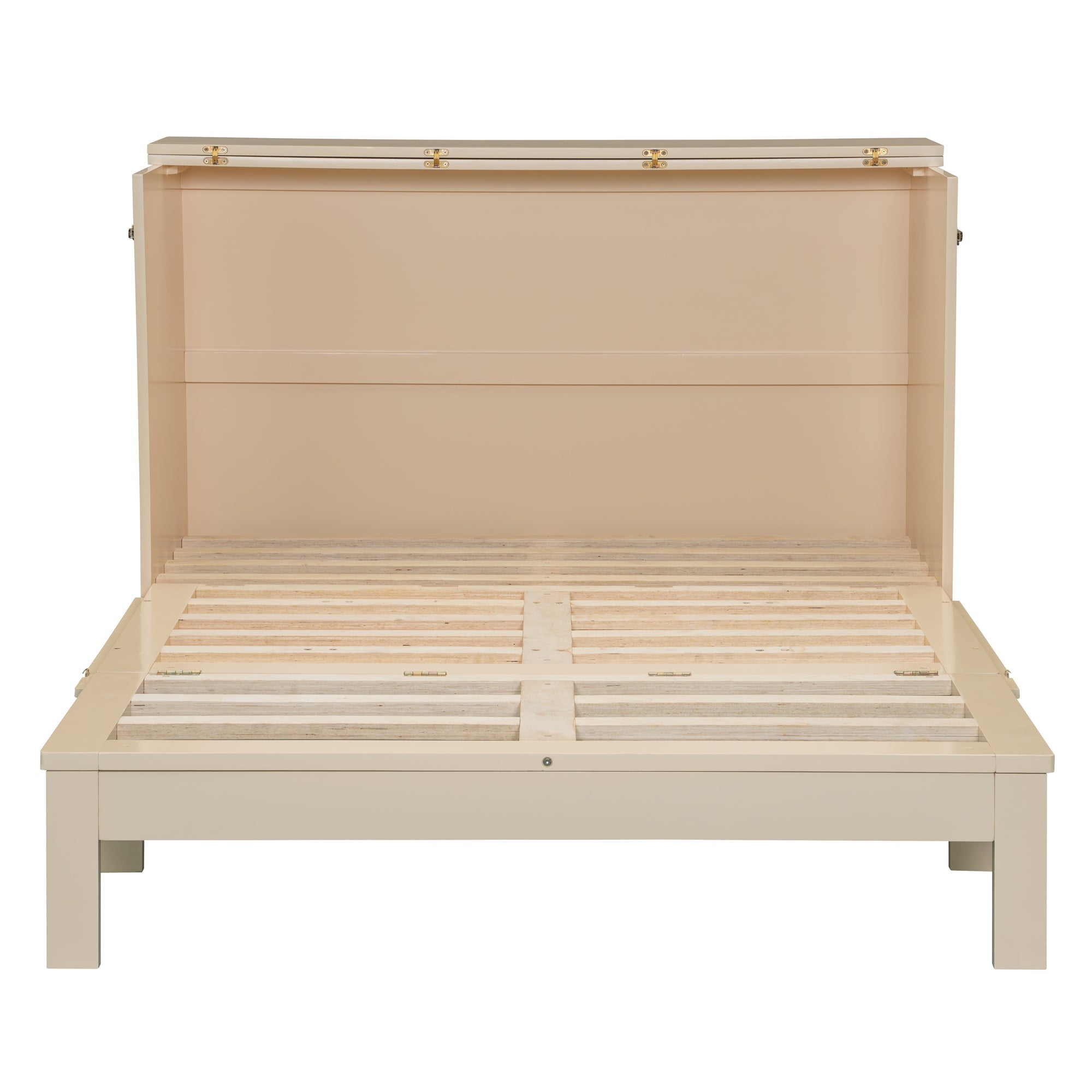 Full Size Murphy Bed with Large Drawers, Gold