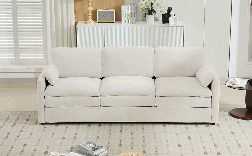 89'  Cozy Upholstered 3-seater Sofa Oversized Comfy Cloud Sofa Double Cushion 3-seater Sofa Plush Cushion Sofa Couch for Living Room, Beige