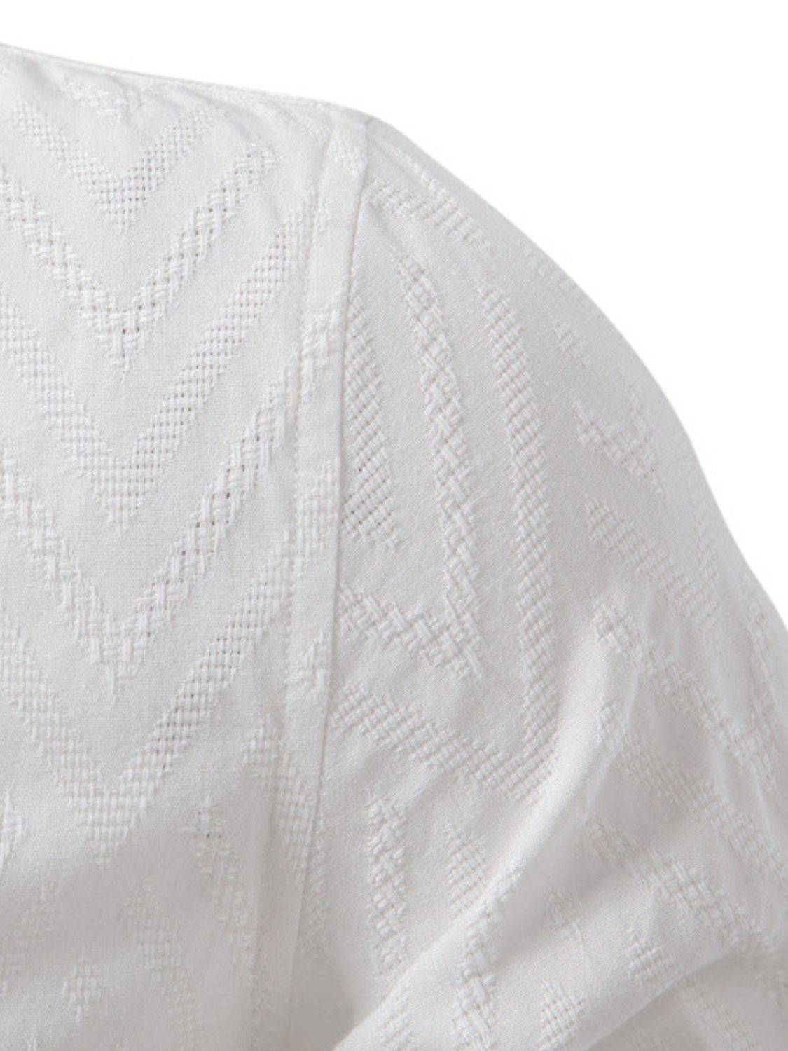 Half Button Geometric Texture Collared Neck Shirt