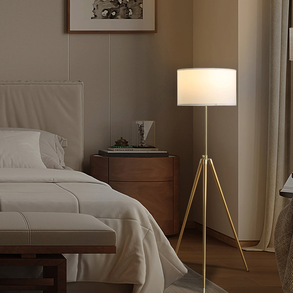 64' - 47'H Adjustable Height Brass/Shiny Gold Modern Tripod Floor Lamp for Living Room, Standing Lamp for Bedroom