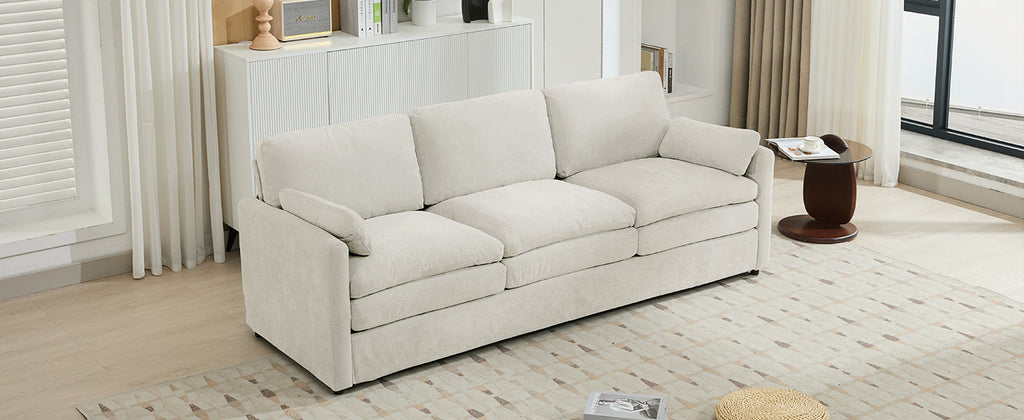 89'  Cozy Upholstered 3-seater Sofa Oversized Comfy Cloud Sofa Double Cushion 3-seater Sofa Plush Cushion Sofa Couch for Living Room, Beige