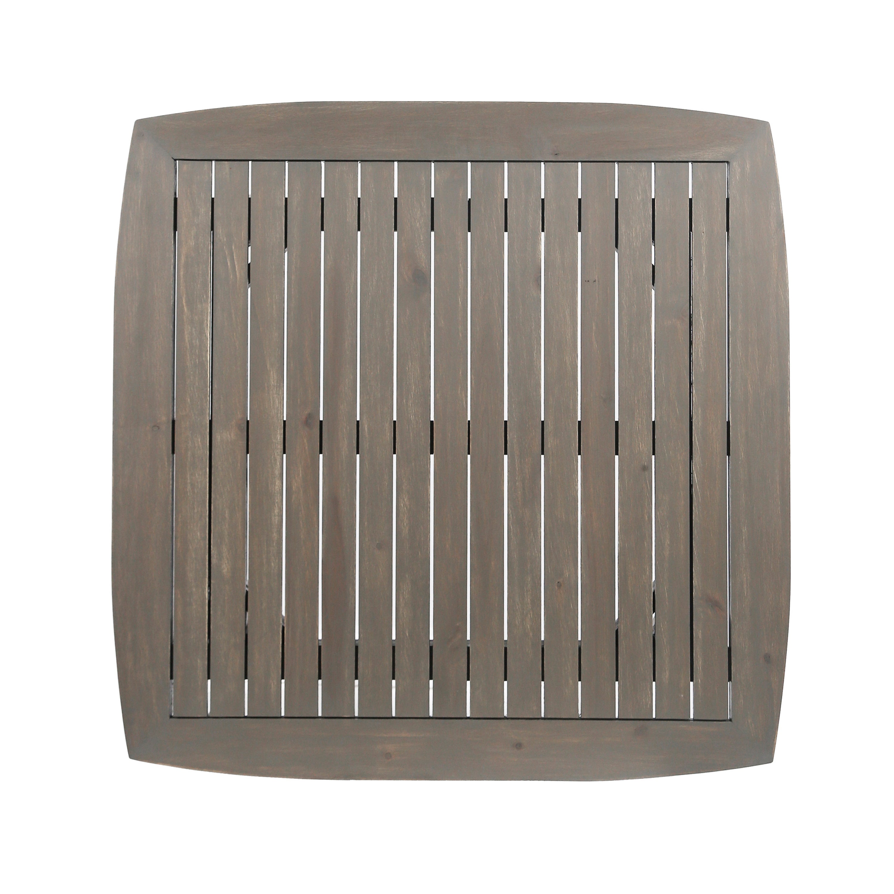 Modern Outdoor Square Acacia Wood Table with Straight Legs, Gray Finish, 35.5 x 35.5 x 30 Inches