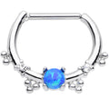 16G Clear Gem Blue Imitation Opal Simple Septum Clicker
