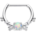 16G Clear Gem Iridescent Imitation Opal Simple Septum Clicker