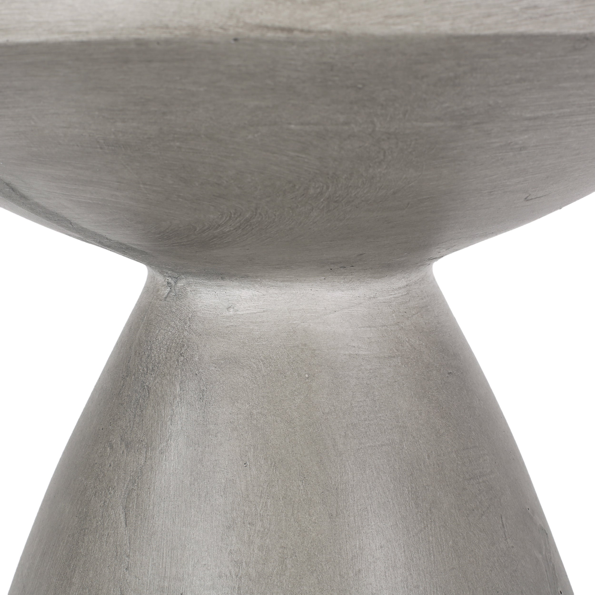 Modern Outdoor Lightweight Concrete Side Table with Hourglass Design in Natural Magnesium Oxide, 18x18x20.25 inches